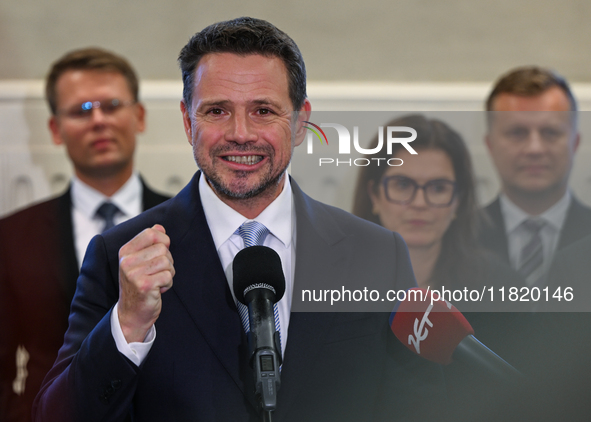 KRAKOW, POLAND - NOVEMBER 29:   
Rafal Trzaskowski, Mayor of Warsaw and the Civic Platform candidate for the 2025 Polish presidential electi...