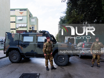 The North Naples prosecutor's office orders the eviction of 36 squatted apartments at Caivano's Parco Verde. The photo shows the armored nei...