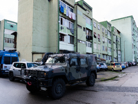 The North Naples prosecutor's office orders the eviction of 36 squatted apartments at Caivano's Parco Verde. The photo shows the armored nei...