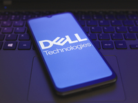 The Dell Technologies logo appears on the screen of a smartphone in Reno, United States, on November 29, 2024. (