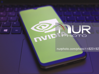 The Nvidia Corporation logo appears on the screen of a smartphone in Reno, United States, on November 29, 2024. (