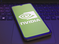 The Nvidia Corporation logo appears on the screen of a smartphone in Reno, United States, on November 29, 2024. (