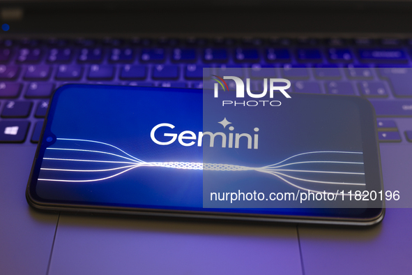 The Google Gemini logo appears on the screen of a smartphone in Reno, United States, on November 29, 2024. 