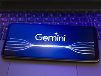 The Google Gemini logo appears on the screen of a smartphone in Reno, United States, on November 29, 2024. (