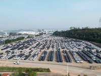 New energy vehicles park in Changansuzuki's parking lot in Chongqing, China, on November 28, 2024. (