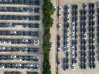 New energy vehicles park in Changansuzuki's parking lot in Chongqing, China, on November 28, 2024. (