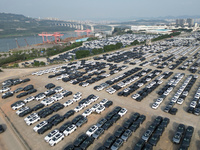 New energy vehicles park in Changansuzuki's parking lot in Chongqing, China, on November 28, 2024. (