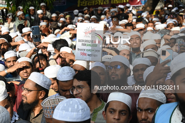 Activists Of Hefazat-e-Islam Stage A Protest Rally Against The Killing Of Lawyer Saiful Islam Alif In Chattogram And Demanding A Ban On The...