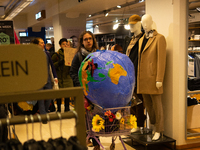 Activists from Elokapina, or Extinction Rebellion Finland, protest against Black Friday in Helsinki, Finland, on November 29, 2024. The acti...