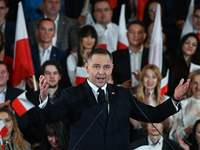 KRAKOW, POLAND - NOVEMBER 24:
Karol Nawrocki, the Law and Justice (PiS) party's candidate for the 2025 presidential election, during his spe...