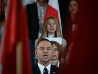 KRAKOW, POLAND - NOVEMBER 24:
Karol Nawrocki, the Law and Justice party's candidate for the 2025 presidential election, surrounded by PiS me...