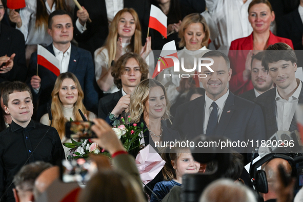 KRAKOW, POLAND - NOVEMBER 24:
Karol Nawrocki (center right), the Law and Justice party's candidate for the 2025 presidential election, with...