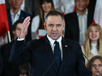 KRAKOW, POLAND - NOVEMBER 24:
Karol Nawrocki, the Law and Justice (PiS) party's candidate for the 2025 presidential election, during his spe...