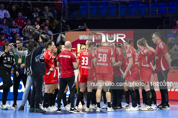 Team Hungary competes during the Women's EHF EURO 2024 match between Hungary and Turkey in Fonix Arena, Debrecen, on November 28, 2024. 