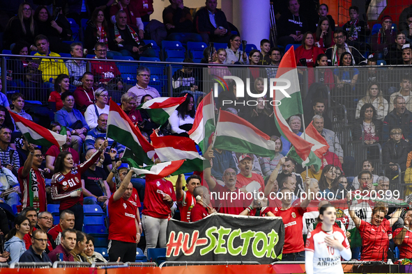 Fans of Hungary during the Women's EHF EURO 2024, Hungary vs. Turkey, in Fonix Arena, Debrecen, on November 28, 2024 