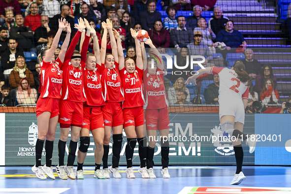 During the Women's EHF EURO 2024, Hungary plays against Turkey at Fonix Arena in Debrecen, Hungary, on November 28, 2024. 