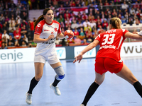 GEDIK Beyza is in action during the Women's EHF EURO 2024, Hungary vs. Turkey, at Fonix Arena in Debrecen, Hungary, on November 28, 2024 (