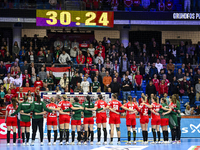 Team Hungary competes during the Women's EHF EURO 2024 match between Hungary and Turkey in Fonix Arena, Debrecen, on November 28, 2024. (