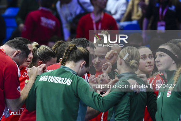 Team Hungary competes during the Women's EHF EURO 2024 match between Hungary and Turkey in Fonix Arena, Debrecen, on November 28, 2024. 