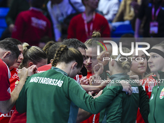 Team Hungary competes during the Women's EHF EURO 2024 match between Hungary and Turkey in Fonix Arena, Debrecen, on November 28, 2024. (