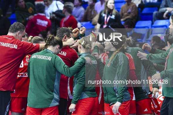 Team Hungary competes during the Women's EHF EURO 2024 match between Hungary and Turkey in Fonix Arena, Debrecen, on November 28, 2024. 