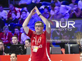 Vlagyimir Golovin participates in the Women's EHF EURO 2024 match between Hungary and Turkey at Fonix Arena in Debrecen, Hungary, on Novembe...