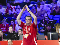 Vlagyimir Golovin participates in the Women's EHF EURO 2024 match between Hungary and Turkey at Fonix Arena in Debrecen, Hungary, on Novembe...