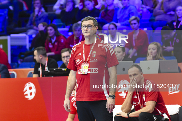 Vlagyimir Golovin participates in the Women's EHF EURO 2024 match between Hungary and Turkey at Fonix Arena in Debrecen, Hungary, on Novembe...