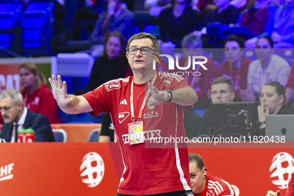 Vlagyimir Golovin participates in the Women's EHF EURO 2024 match between Hungary and Turkey at Fonix Arena in Debrecen, Hungary, on Novembe...