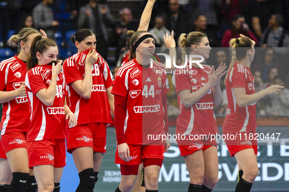 Team Hungary competes during the Women's EHF EURO 2024 match between Hungary and Turkey in Fonix Arena, Debrecen, on November 28, 2024. 