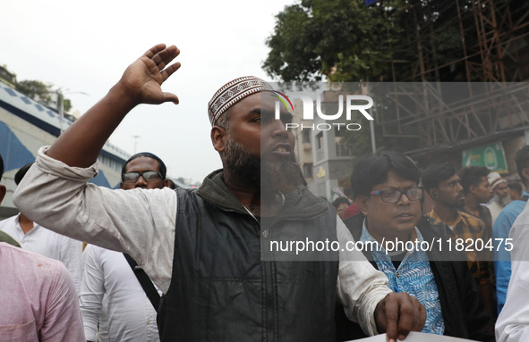 Supporters of the Indian Secular Front (ISF) party seek slogans during a protest march towards the Bangladesh Deputy High Commission against...