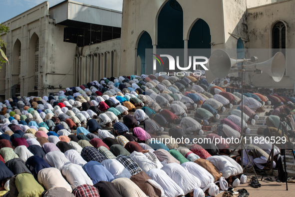 Muslims perform Jumma Prayer at Baitul Mukarram Mosque in Dhaka, Bangladesh, on November 27, 2024. 