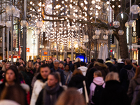 A general view shows a crowd of shoppers at the city center of Cologne, Germany, on November 29, 2024, during the Black Friday Sale. (