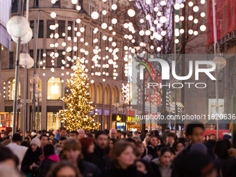 A general view shows a crowd of shoppers at the city center of Cologne, Germany, on November 29, 2024, during the Black Friday Sale. (