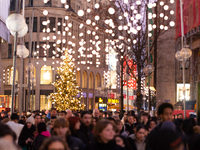 A general view shows a crowd of shoppers at the city center of Cologne, Germany, on November 29, 2024, during the Black Friday Sale. (