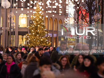 A general view shows a crowd of shoppers at the city center of Cologne, Germany, on November 29, 2024, during the Black Friday Sale. (