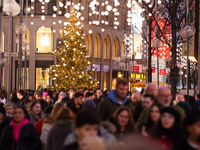 A general view shows a crowd of shoppers at the city center of Cologne, Germany, on November 29, 2024, during the Black Friday Sale. (