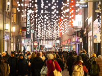 A general view shows a crowd of shoppers at the city center of Cologne, Germany, on November 29, 2024, during the Black Friday Sale. (