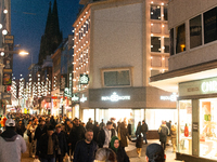 A general view shows a crowd of shoppers at the city center of Cologne, Germany, on November 29, 2024, during the Black Friday Sale. (