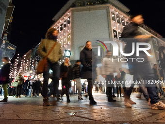 A general view shows a crowd of shoppers at the city center of Cologne, Germany, on November 29, 2024, during the Black Friday Sale. (