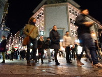 A general view shows a crowd of shoppers at the city center of Cologne, Germany, on November 29, 2024, during the Black Friday Sale. (