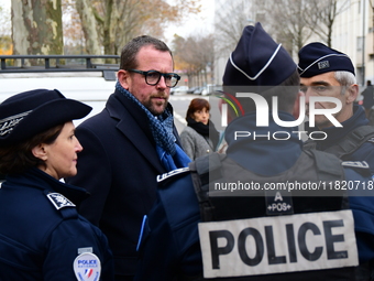 The Minister of Daily Security Nicolas Daragon installs an anti-narcotics police brigade to eradicate drug trafficking in Villeurbanne, Fran...