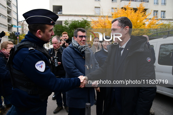 The Minister of Daily Security Nicolas Daragon installs an anti-narcotics police brigade to eradicate drug trafficking in Villeurbanne, Fran...