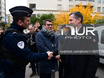 The Minister of Daily Security Nicolas Daragon installs an anti-narcotics police brigade to eradicate drug trafficking in Villeurbanne, Fran...