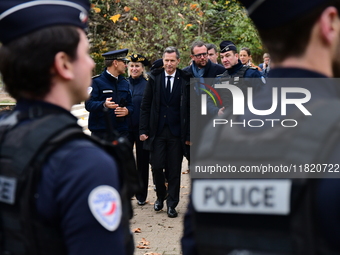 The Minister of Daily Security Nicolas Daragon installs an anti-narcotics police brigade to eradicate drug trafficking in Villeurbanne, Fran...