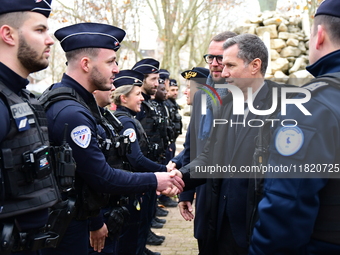 The Minister of Daily Security Nicolas Daragon installs an anti-narcotics police brigade to eradicate drug trafficking in Villeurbanne, Fran...