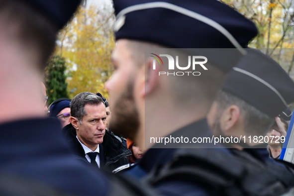 The Minister of Daily Security Nicolas Daragon installs an anti-narcotics police brigade to eradicate drug trafficking in Villeurbanne, Fran...