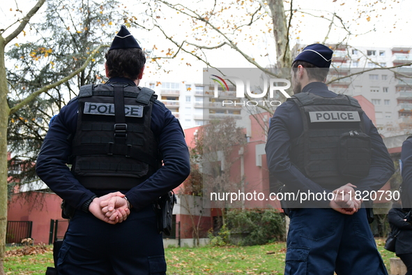 The Minister of Daily Security Nicolas Daragon installs an anti-narcotics police brigade to eradicate drug trafficking in Villeurbanne, Fran...