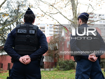 The Minister of Daily Security Nicolas Daragon installs an anti-narcotics police brigade to eradicate drug trafficking in Villeurbanne, Fran...