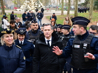 The Minister of Daily Security Nicolas Daragon installs an anti-narcotics police brigade to eradicate drug trafficking in Villeurbanne, Fran...